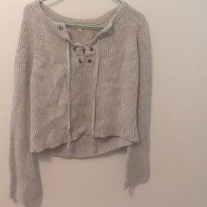 Lace- Up Sweater